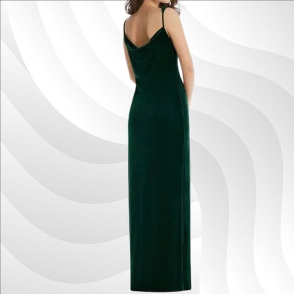 2/$50 Social Bridesmaids Lux Velvet Evergreen Slip Maxi Dress Size M | Elegant - Picture 2 of 8